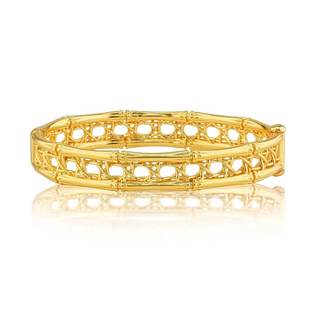 NEW CAPUCINE DE WULF women's veranda caning hinged bangle in gold